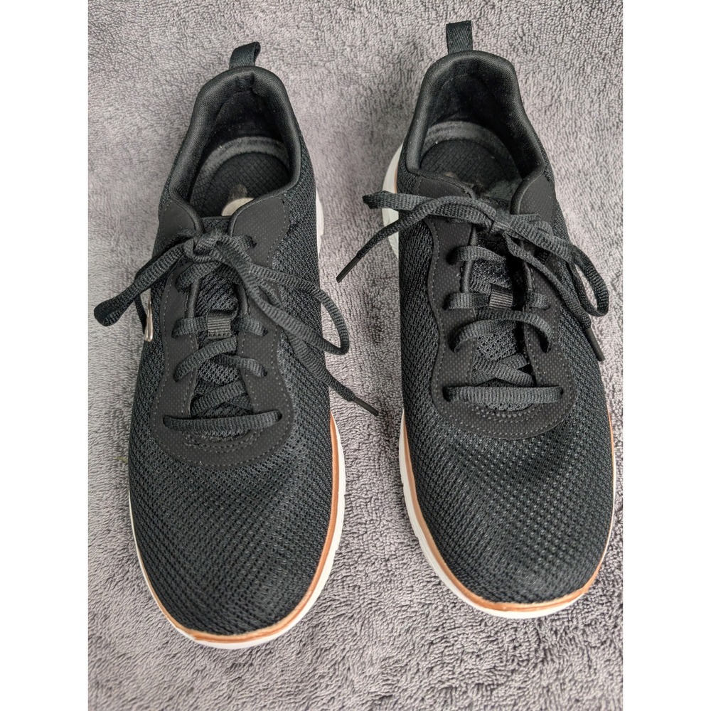Skechers Womens Flex Lite Black Rose Gold Sneakers 149303TX Size 8